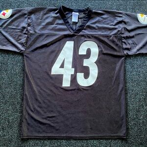 NFL Black and White Men's Steelers Jersey- Large Polamalu 43